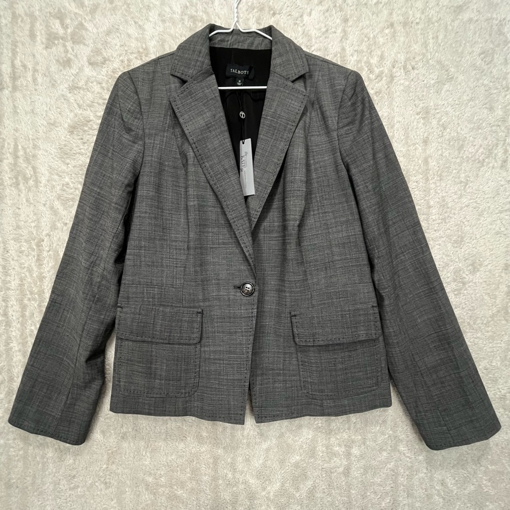 NWT Talbots The Kate Wool Gray Blazer Sz 12 Romantically Curvy